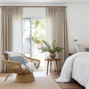 Double Pinch Pleat Linen Curtain Panel for Bedroom - Dutch Pleat for Rings and Hooks