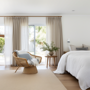 Double Pinch Pleat Linen Curtain Panel for Bedroom - Dutch Pleat for Rings and Hooks