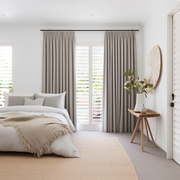 Double Pinch Pleat Linen Curtain Panel for Bedroom with Cotton Lining - Dutch Pleat for Rings and Hooks