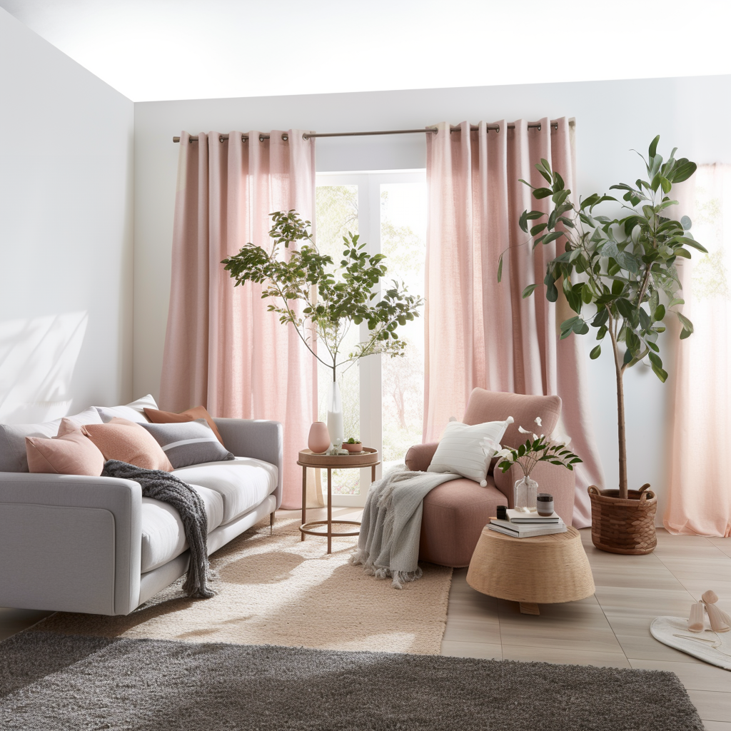 Dusty Pink Linen Eyelet Curtain - Custom Sizes & Colours
