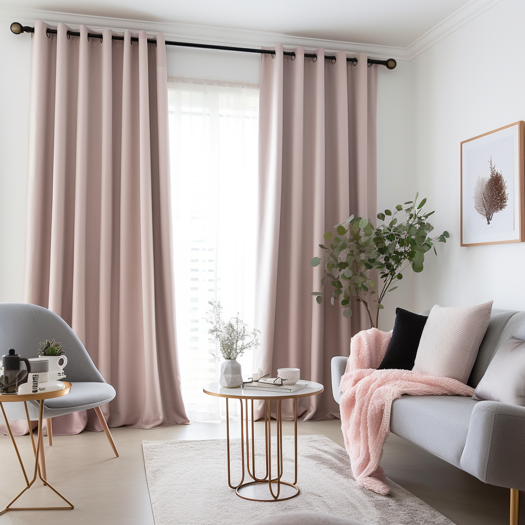 Dusty Pink Linen Eyelet Curtain with Blackout Lining - Custom Sizes & Colours