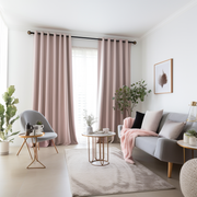 Dusty Pink Linen Eyelet Curtain with Blackout Lining - Custom Sizes & Colours
