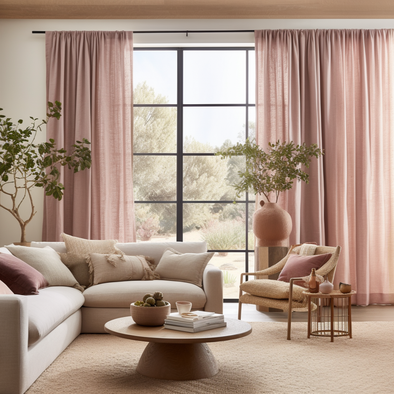 Dusty Pink Linen Pole Pocket Curtain - Custom Sizes & Colours