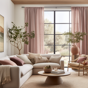 Dusty Pink Linen Pole Pocket Curtain with Cotton Lining - Custom Sizes & Colours