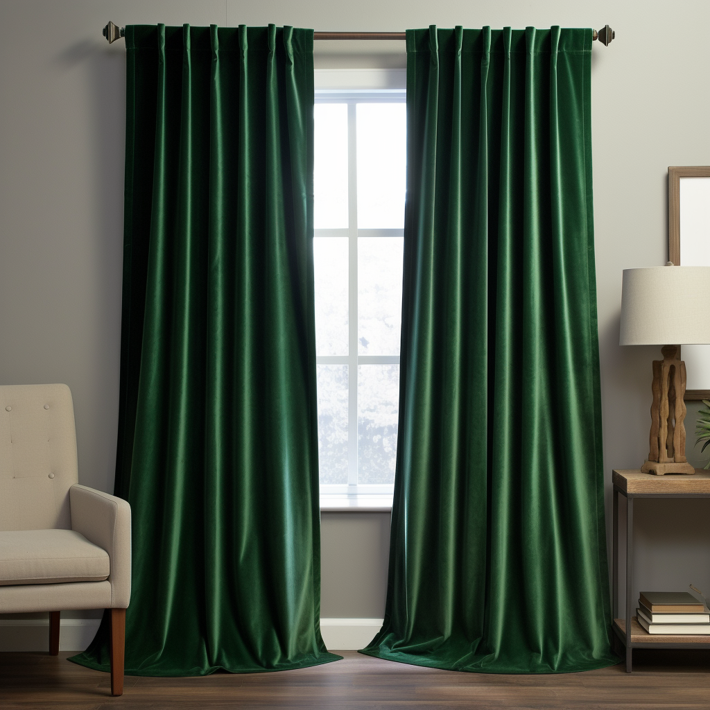 Emerald Green Velvet Blackout Back Tab Curtain - Custom Sizes and Colors