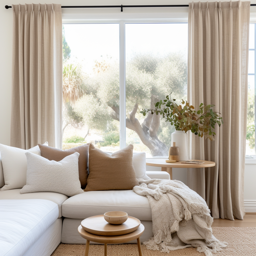 Double Pinch Pleat Linen Curtain Panel for Living Room - Dutch Pleat for Rings and Hooks