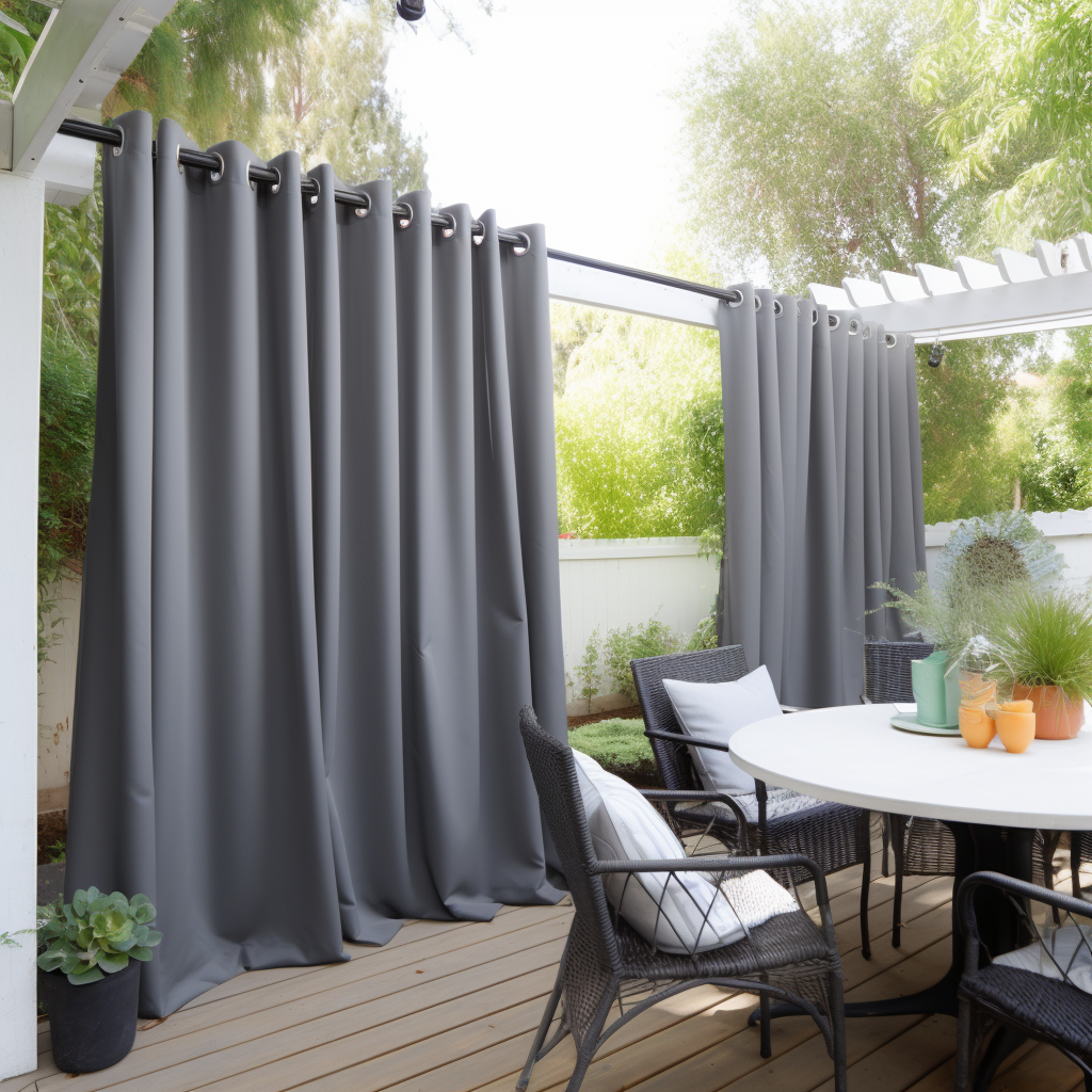 Grey Outdoor Curtains - Waterproof and Windproof - Different Headings and Custom Sizes, Heading - Metal Grommets