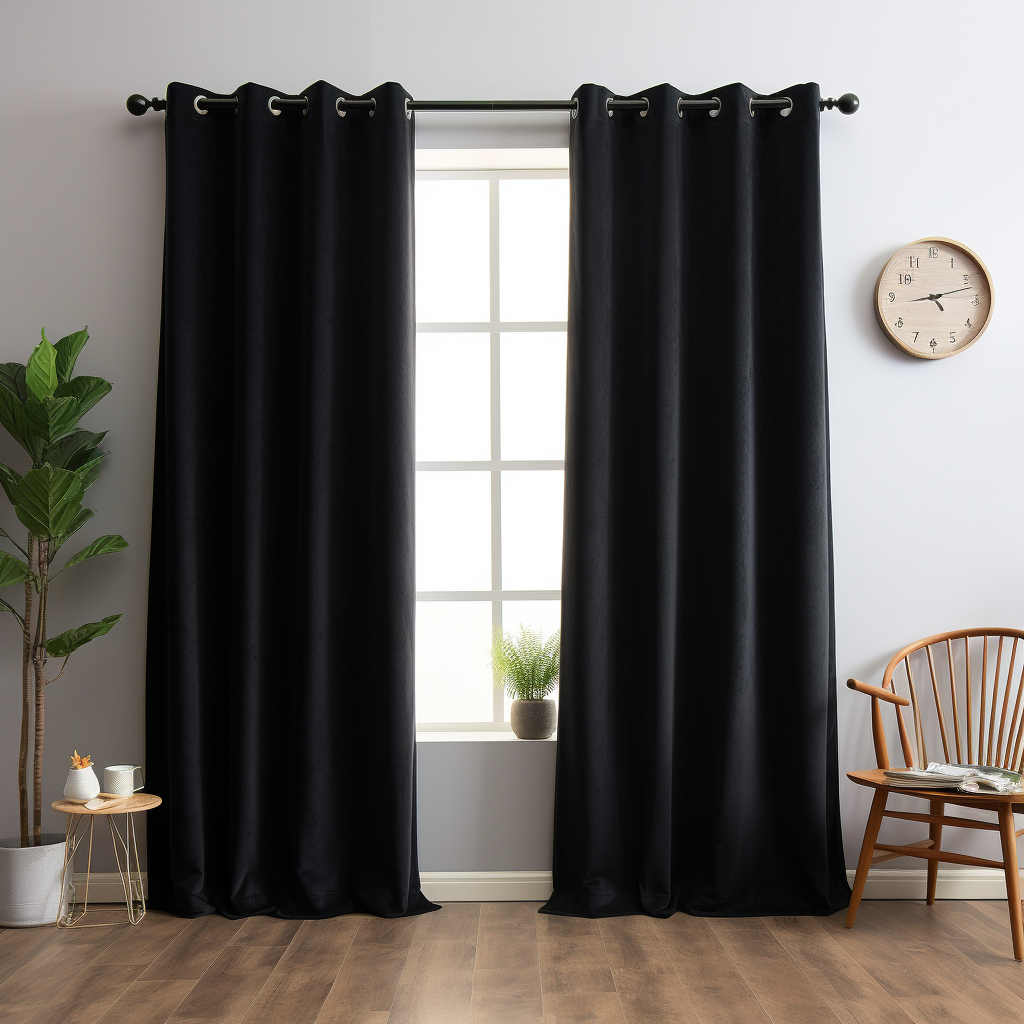Linen Black Needled Curtain