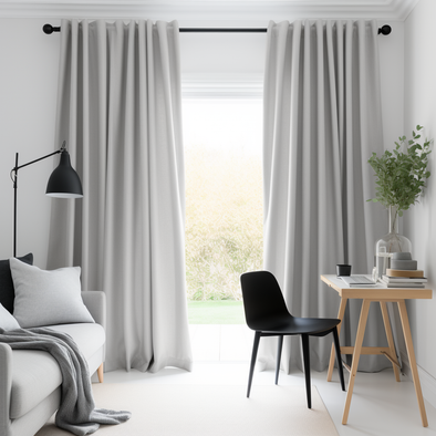 Grey Linen Curtain with White Cotton Lining and Back Tabs - Custom Sizes & Colours, Color: Stone Grey