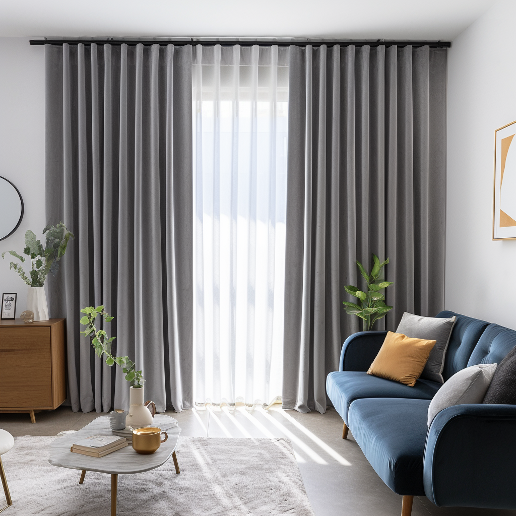 Grey S-Fold Total Blackout Velvet Curtain - Custom Width and Custom Length, Colour: Grey