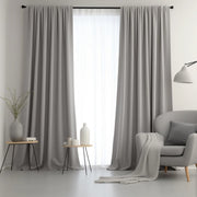 Grey Soundproof Linen Curtain With Rod Pocket - Custom Width and Length