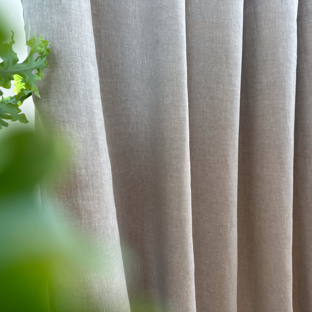 Double Pinch Pleat Linen Curtain Panel - Heading for Rings and Hooks