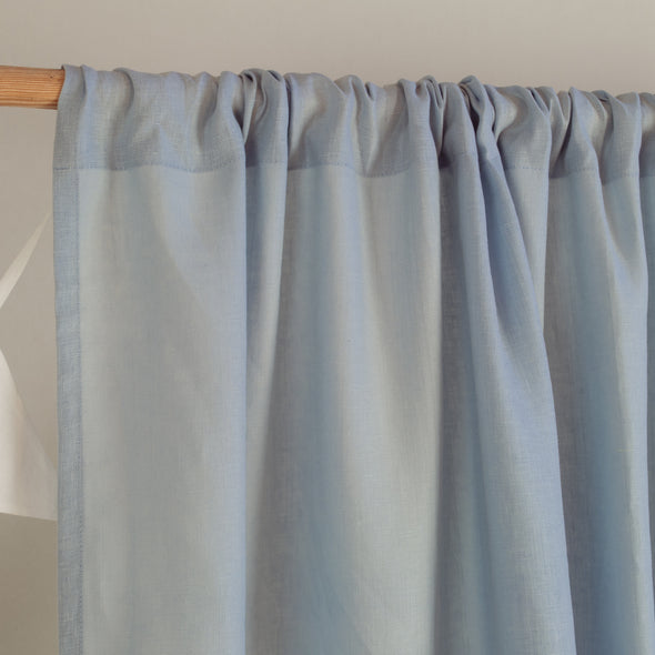 Light Blue Nursery Linen Curtain - Pole Pocket Linen Drapery - Available with Blackout Lining