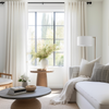 Linen Back Tab Curtain Panel for Living Room - Custom Width, Custom Length