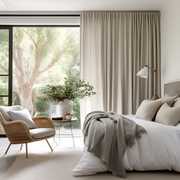 Linen Back Tab Curtain Panel for Bedroom - Custom Width, Custom Length - Hidden Tabs Heading