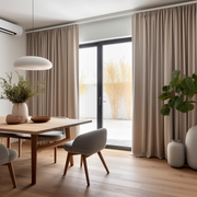 Linen Back Tab Curtain Panel with Blackout Lining for Dining Room - Custom Width, Custom Length