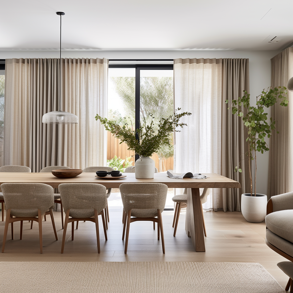 Linen Curtain for Dining Room with White Cotton Lining and Back Tabs - Privacy Linen Drapery Custom Width