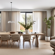 Linen Curtain for Dining Room with White Cotton Lining and Back Tabs - Privacy Linen Drapery Custom Width