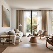 Linen Curtain for Living Room with White Cotton Lining and Back Tabs - Privacy Linen Drapery Custom Width