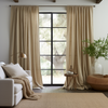 Linen Curtain for Living Room with White Cotton Lining and Pole Pocket - Custom Width