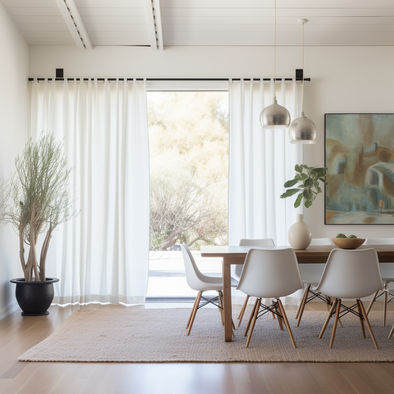 Linen Pain Tabs Curtain Panel for Dining Room - Custom Width, Custom Length