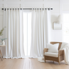 Linen Plain Tabs Curtain Panel with White Blackout Lining - Custom Width, Custom Length
