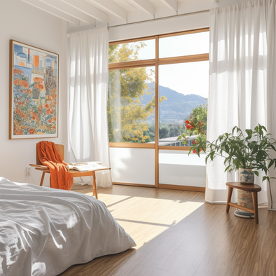 Linen Pole Pocket Curtain Panel for Bedroom - Custom Width, Custom Length