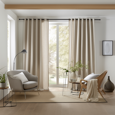 Living Room Eyelet Linen Curtain with Blackout Lining - Сustom Sizes and Colors - Eyelet Top Drapes
