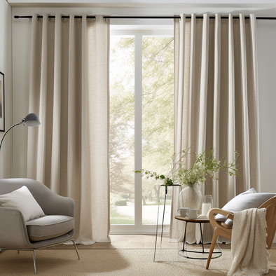 Living Room Eyelet Linen Curtain with Cotton Lining - Сustom Sizes and Colors