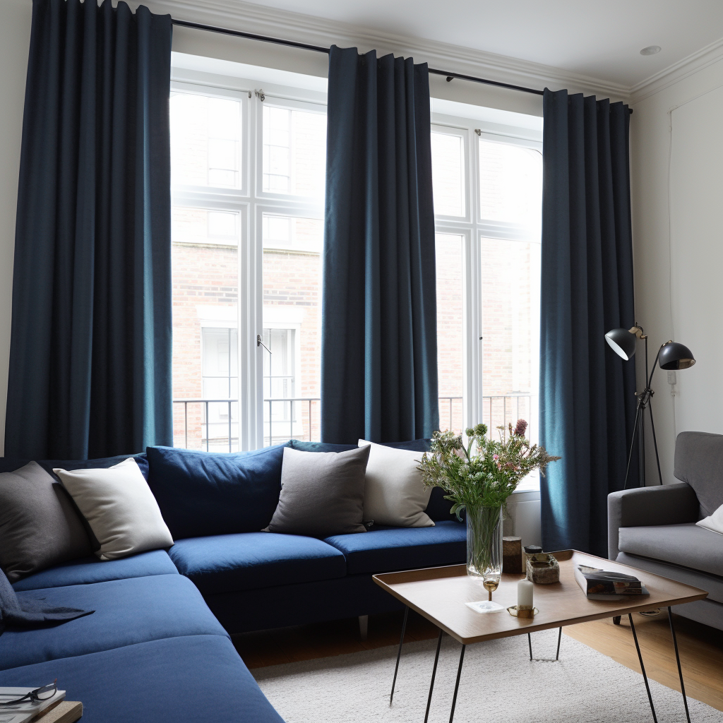 Peacock Linen Back Tab Curtain with Blackout Lining - Custom Sizes & Colours, Colour: Peacock