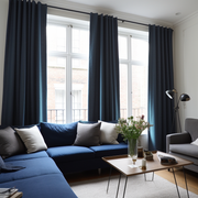 Peacock Linen Back Tab Curtain with Blackout Lining - Custom Sizes & Colours, Colour: Peacock