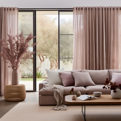 Dusty Pink Linen Back Tab Curtain - Custom Sizes and Colours