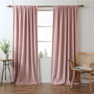 Pink Velvet Rod Pocket Curtain - Custom Sizes and Colors