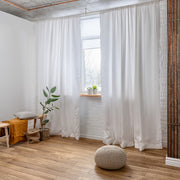Linen Pole Pocket Curtain Panel with Blackout Lining - 124, 138 or 250 cm Width, Custom Drop - Natural Linen Oatmeal/White/Grey Colours