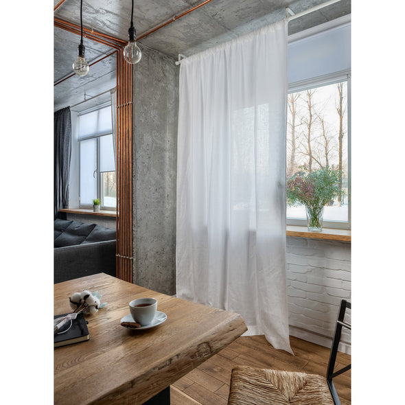 Grey Linen Rod Pocket Curtain Panel - Custom Sizes & Colours