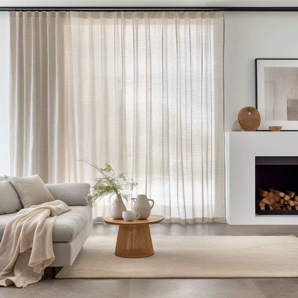 S-Fold Natural Linen Sheer Curtain Panel - Suitable for Rings and Hooks or Track, Colour: Natural