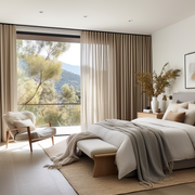 S-fold Linen Curtain Panel for Bedroom - Suitable for Rings and Hooks or Tracks - Linen Curtain