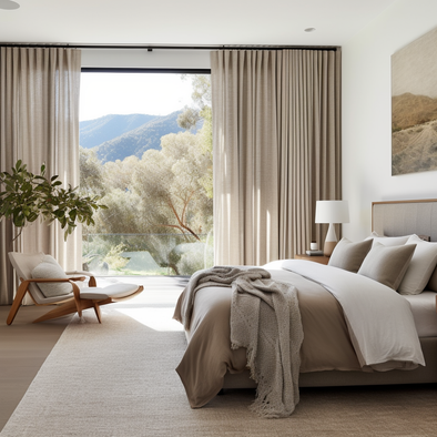 S-fold Linen Curtain Panel for Bedroom - Suitable for Rings and Hooks or Tracks - Linen Curtain