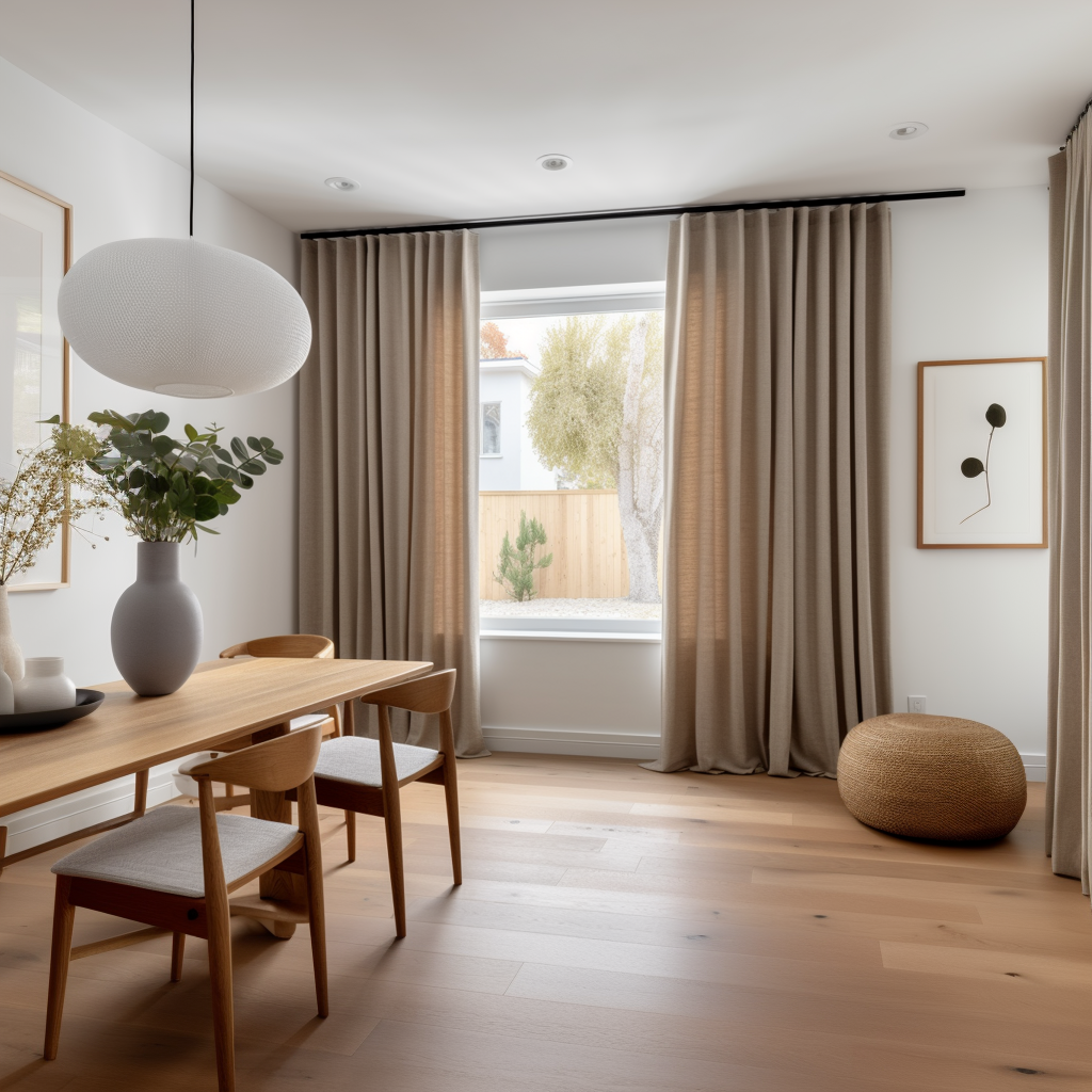 S-fold Linen Curtain Panel with Blackout Lining for Dining Room - Heading for Rings and Hooks - Linen Darkening Curtain