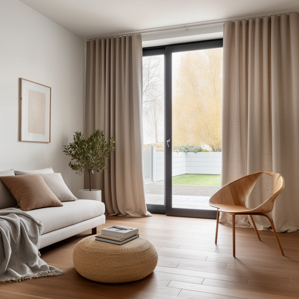 S-fold Linen Curtain Panel with Blackout Lining for Living Room- Heading for Rings and Hooks