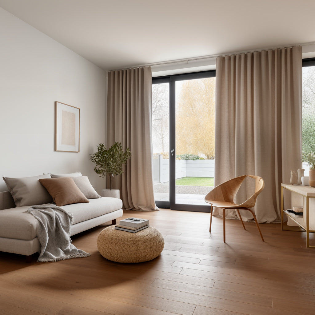 S-fold Linen Curtain Panel with Blackout Lining for Living Room- Heading for Rings and Hooks