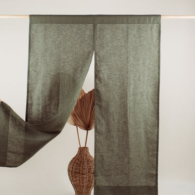 Linen Noren Curtains, color: Sage