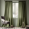 Sage Green Pencil Pleat Linen Curtain Panel - Heading for Rings and Hooks