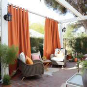 Tab Top Outdoor Curtain - Waterproof and Windproof - Various Colors & Custom Sizes - Ideal for Porch, Apartment Balcony, Pavilion, Gazebo, Color: Orange
