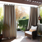 Tab Top Outdoor Curtain - Waterproof and Windproof - Various Colors & Custom Sizes - Ideal for Porch, Apartment Balcony, Pavilion, Gazebo, Color: Linen
