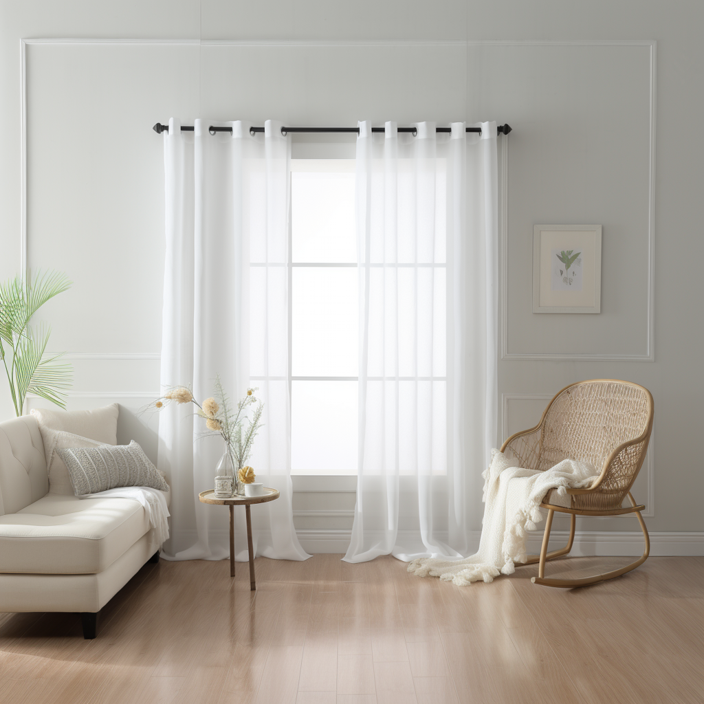 White Linen Sheer Curtain With Eyelets - Unlined Sheer Curtain Panel