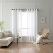 White Linen Sheer Curtain With Eyelets - Unlined Sheer Curtain Panel