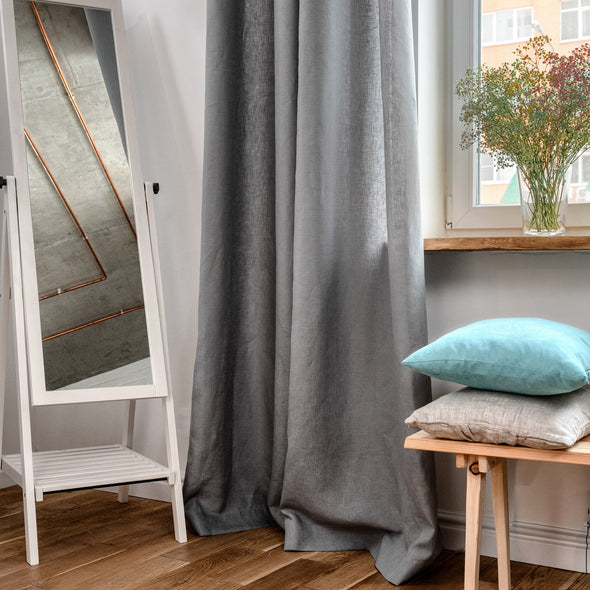 Bedroom Eyelet Linen Curtain - Сustom Sizes and Colours - Eyelet Window Treatments