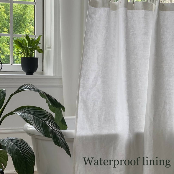 Linen Shower Curtains, Color:White