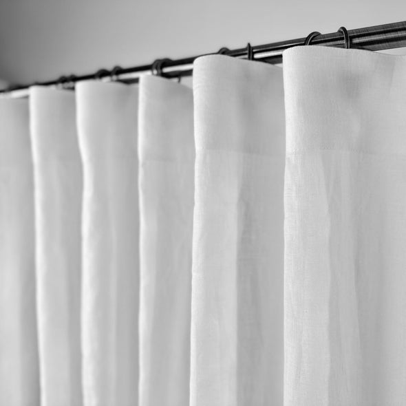 Cream S-Fold Linen Curtain Panel with Cotton Lining - Suitable for Rings and Hooks or Track